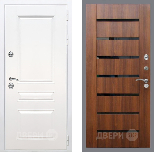 Входная металлическая Дверь Рекс (REX) Премиум-н Силк Сноу СБ-14 стекло черное Орех бренди в Бронницах