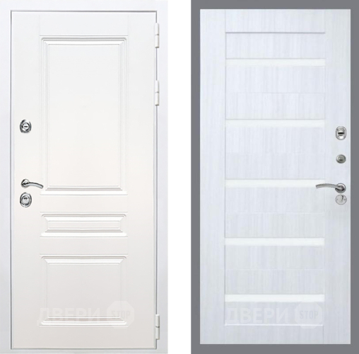 Дверь Рекс (REX) Премиум-н Силк Сноу СБ-14 стекло белое Сандал белый в Бронницах