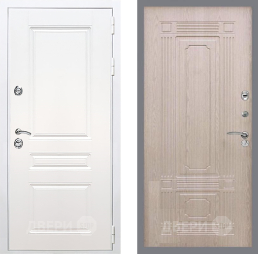 Входная металлическая Дверь Рекс (REX) Премиум-н Силк Сноу FL-2 Беленый дуб в Бронницах