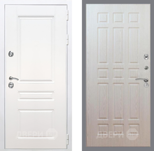 Входная металлическая Дверь Рекс (REX) Премиум-н Силк Сноу FL-33 Беленый дуб в Бронницах