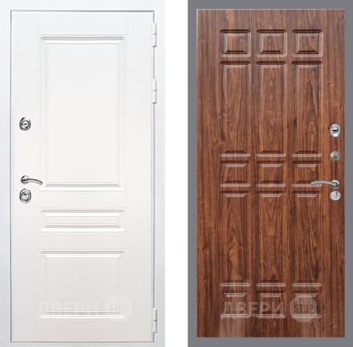 Входная металлическая Дверь Рекс (REX) Премиум-н Силк Сноу FL-33 орех тисненый в Бронницах