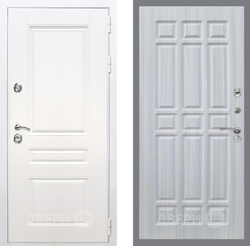 Входная металлическая Дверь Рекс (REX) Премиум-н Силк Сноу FL-33 Сандал белый в Бронницах