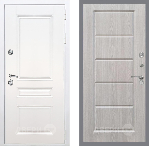 Входная металлическая Дверь Рекс (REX) Премиум-н Силк Сноу FL-39 Беленый дуб в Бронницах