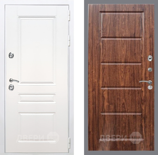 Входная металлическая Дверь Рекс (REX) Премиум-н Силк Сноу FL-39 орех тисненый в Бронницах