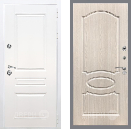 Входная металлическая Дверь Рекс (REX) Премиум-н Силк Сноу FL-128 Беленый дуб в Бронницах