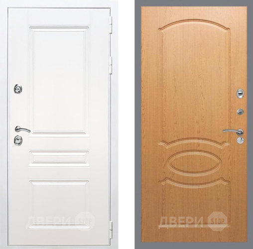 Входная металлическая Дверь Рекс (REX) Премиум-н Силк Сноу FL-128 Дуб в Бронницах