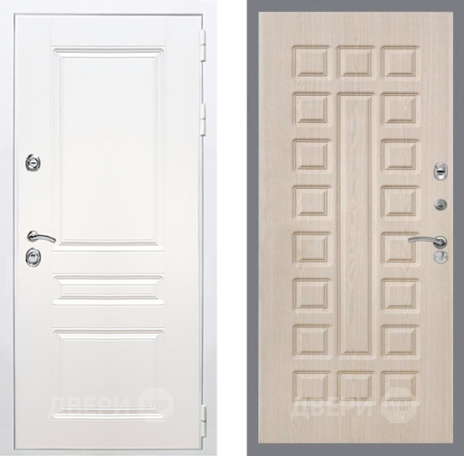 Входная металлическая Дверь Рекс (REX) Премиум-н Силк Сноу FL-183 Беленый дуб в Бронницах