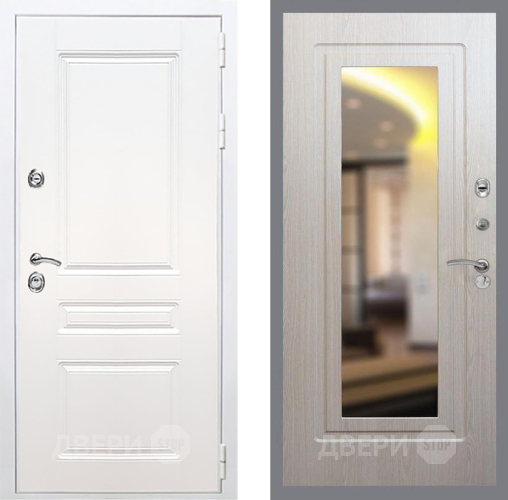 Входная металлическая Дверь Рекс (REX) Премиум-н Силк Сноу FLZ-120 Беленый дуб в Бронницах