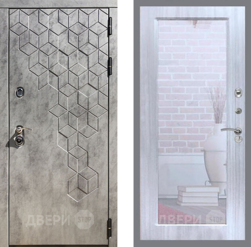 Входная металлическая Дверь Рекс (REX) 23 Зеркало Пастораль Сандал белый в Бронницах