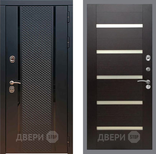 Входная металлическая Дверь Рекс (REX) 25 СБ-14 стекло белое венге поперечный в Бронницах