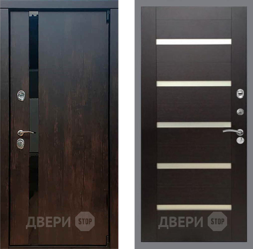 Входная металлическая Дверь Рекс (REX) 26 СБ-14 стекло белое венге поперечный в Бронницах